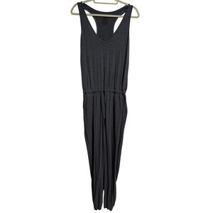 MeUndies Womens Charcoal Grey Racerback Jumpsuit Drawstring Waist Jogger medium